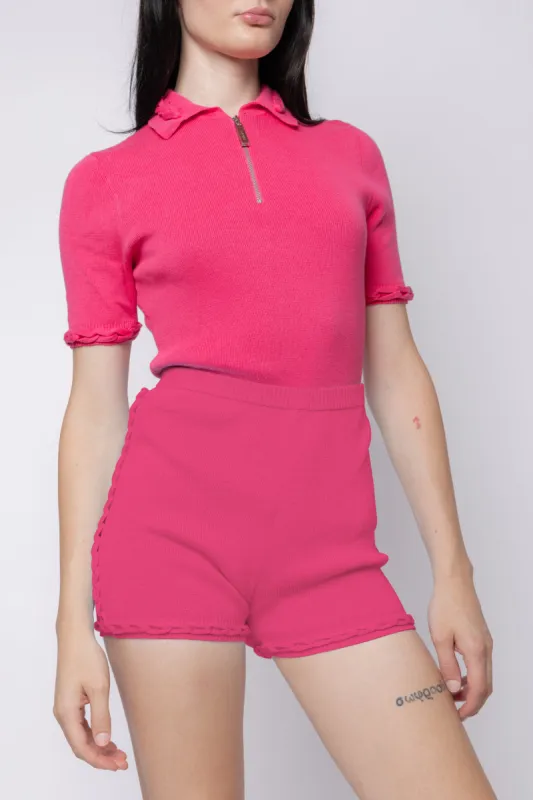 Chunky Chain Knitted Short Sleeve Collar Top sold by Folklore Shop