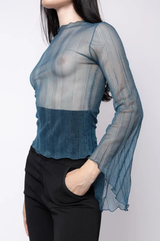 Sheer Knit One Sleeve Top sold by Folklore Shop