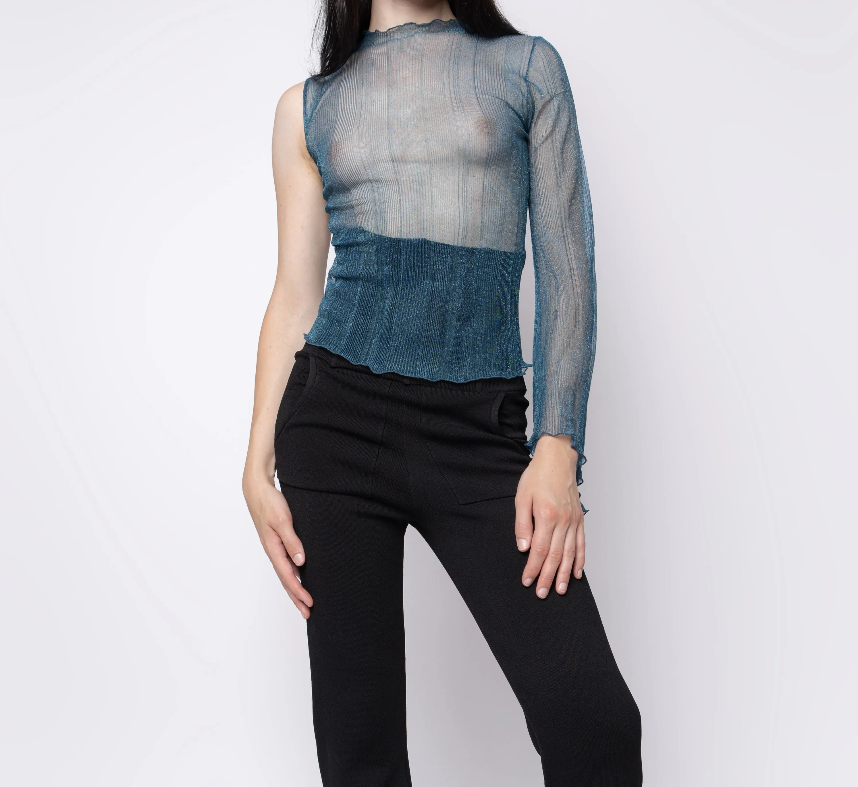 Sheer Knit One Sleeve Top sold by Folklore Shop product image thumbnail 2