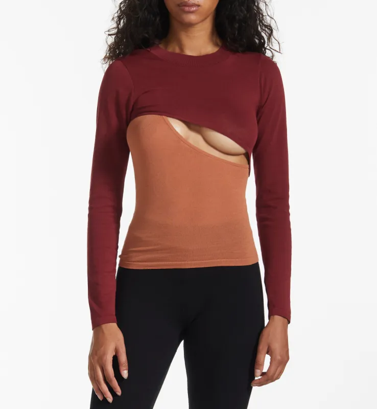 Asymmetrical Layer Cut-Out Top sold by Folklore Shop