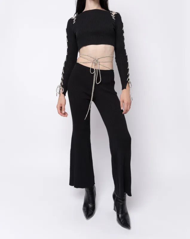 Rhinestone Lace Up Cropped Long Sleeve sold by Folklore Shop