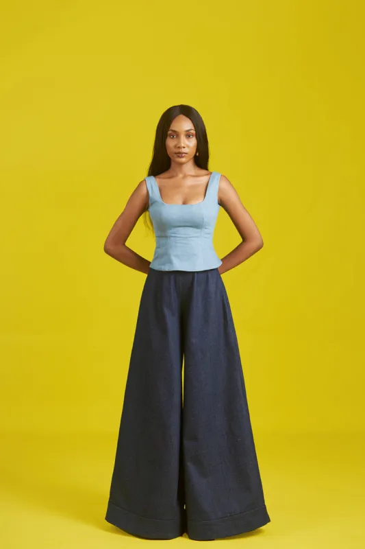 Didi denim top sold by Folklore Shop