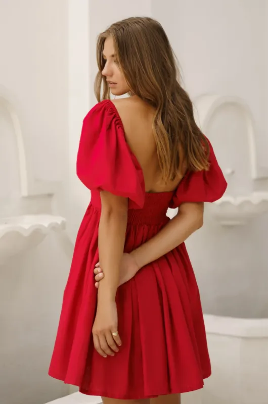 Strawberry Fields Puff Sleeve Mini - Red sold by Folklore Shop