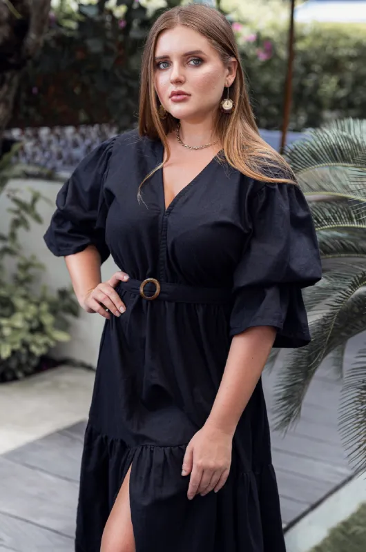 Peony Midi Dress - Black sold by Folklore Shop