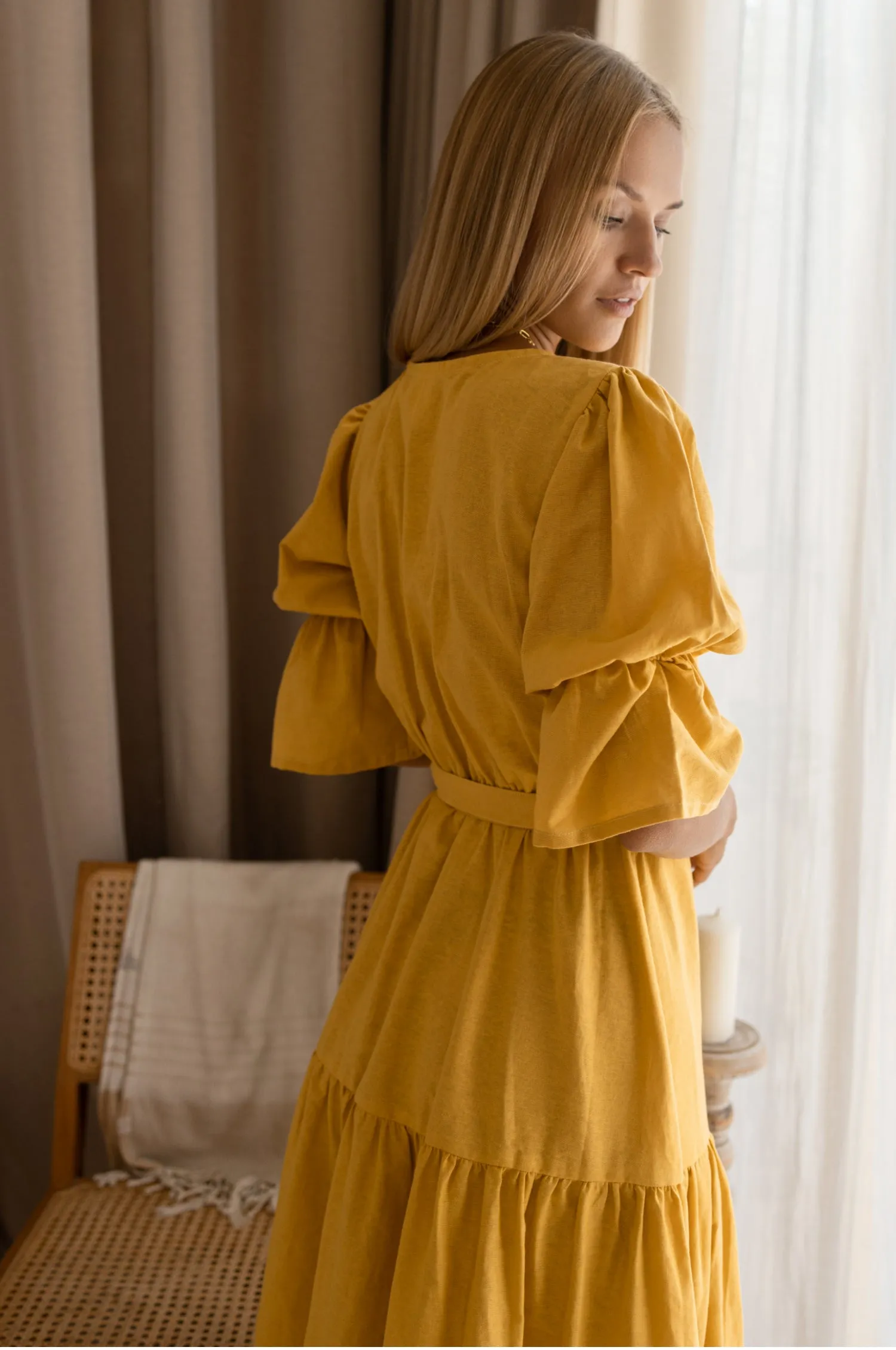 Peony Midi Dress - Honey Cream sold by Folklore Shop product image thumbnail 5