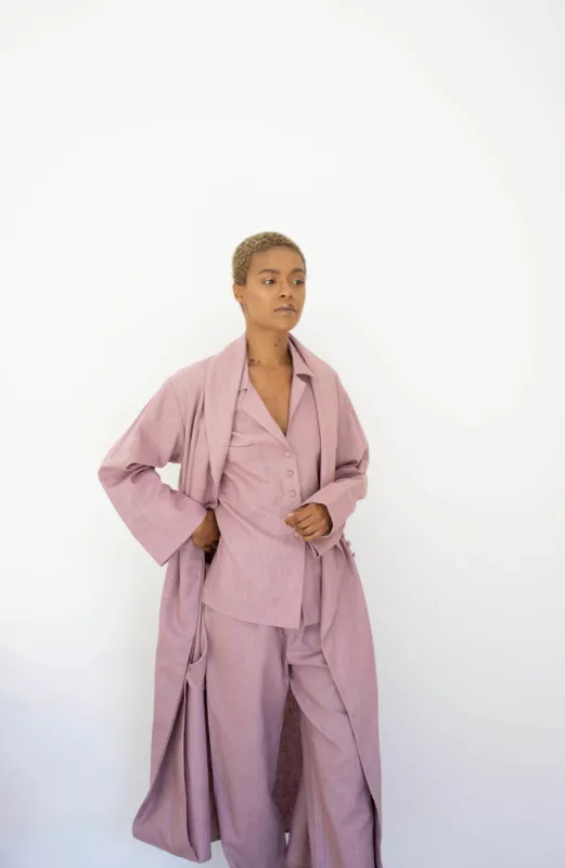 Grace Linen Robe - Pink sold by Folklore Shop