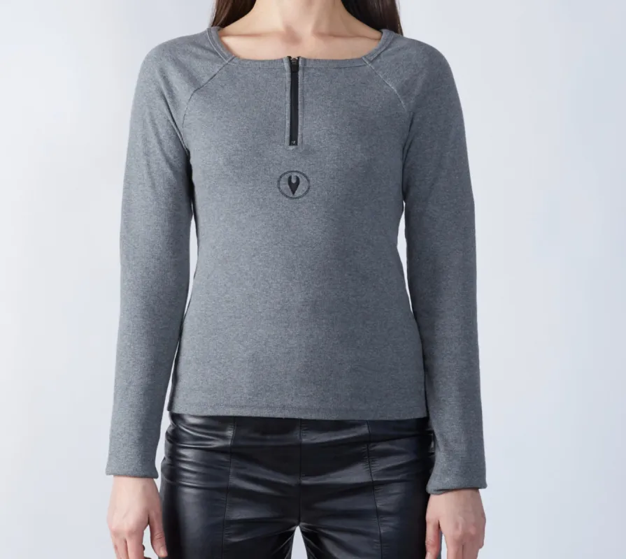 Essential Zipper Square Neck Long Sleeve sold by Folklore Shop