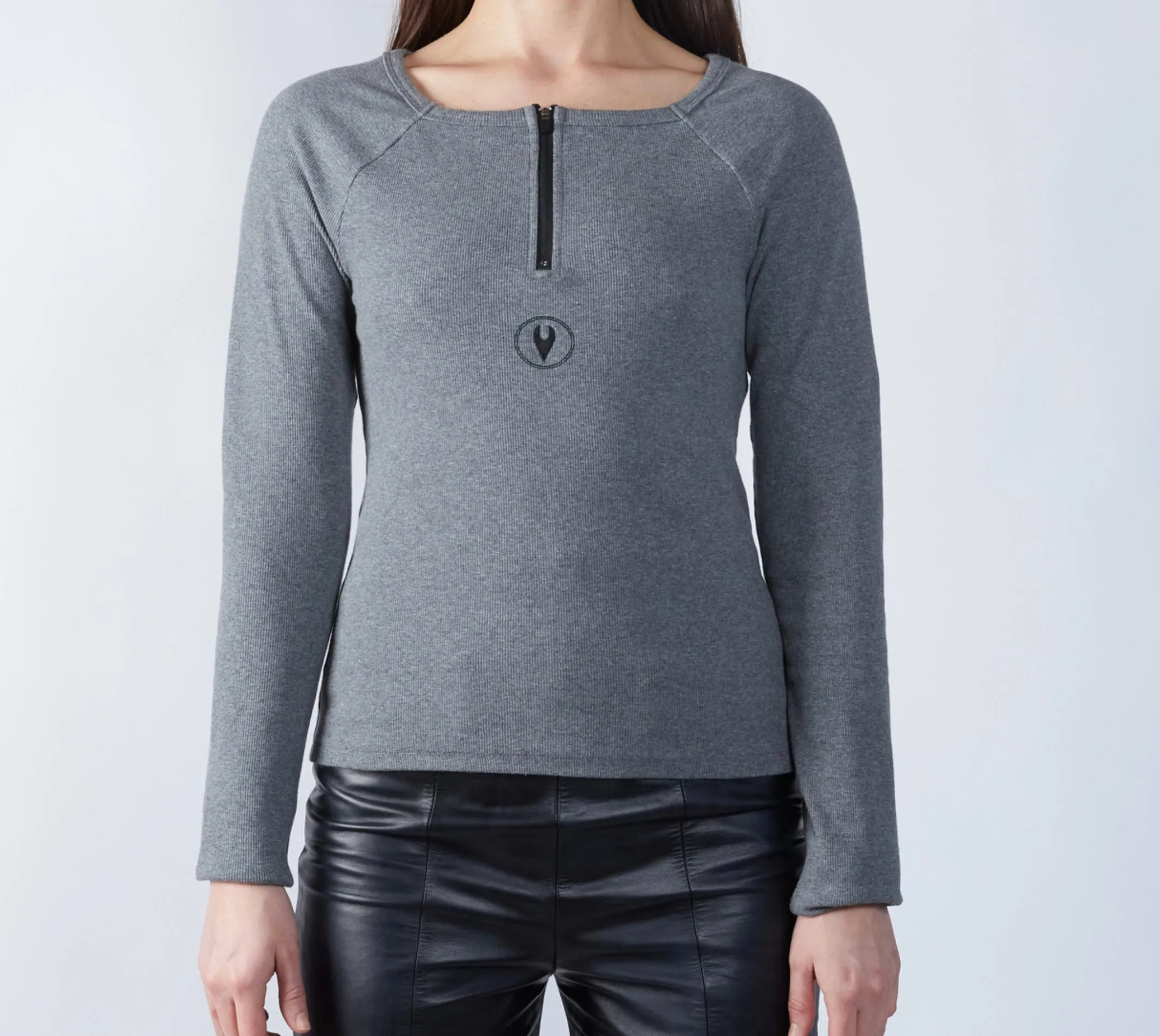 Essential Zipper Square Neck Long Sleeve sold by Folklore Shop