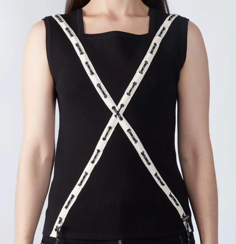 Grommet Cross Knit Top sold by Folklore Shop