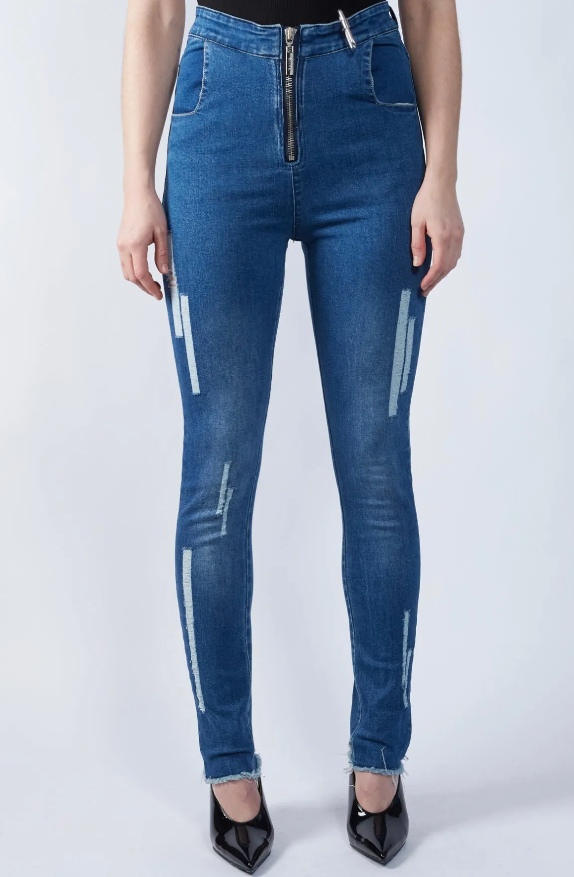 Geometric Distress Skinny Jean sold by Folklore Shop