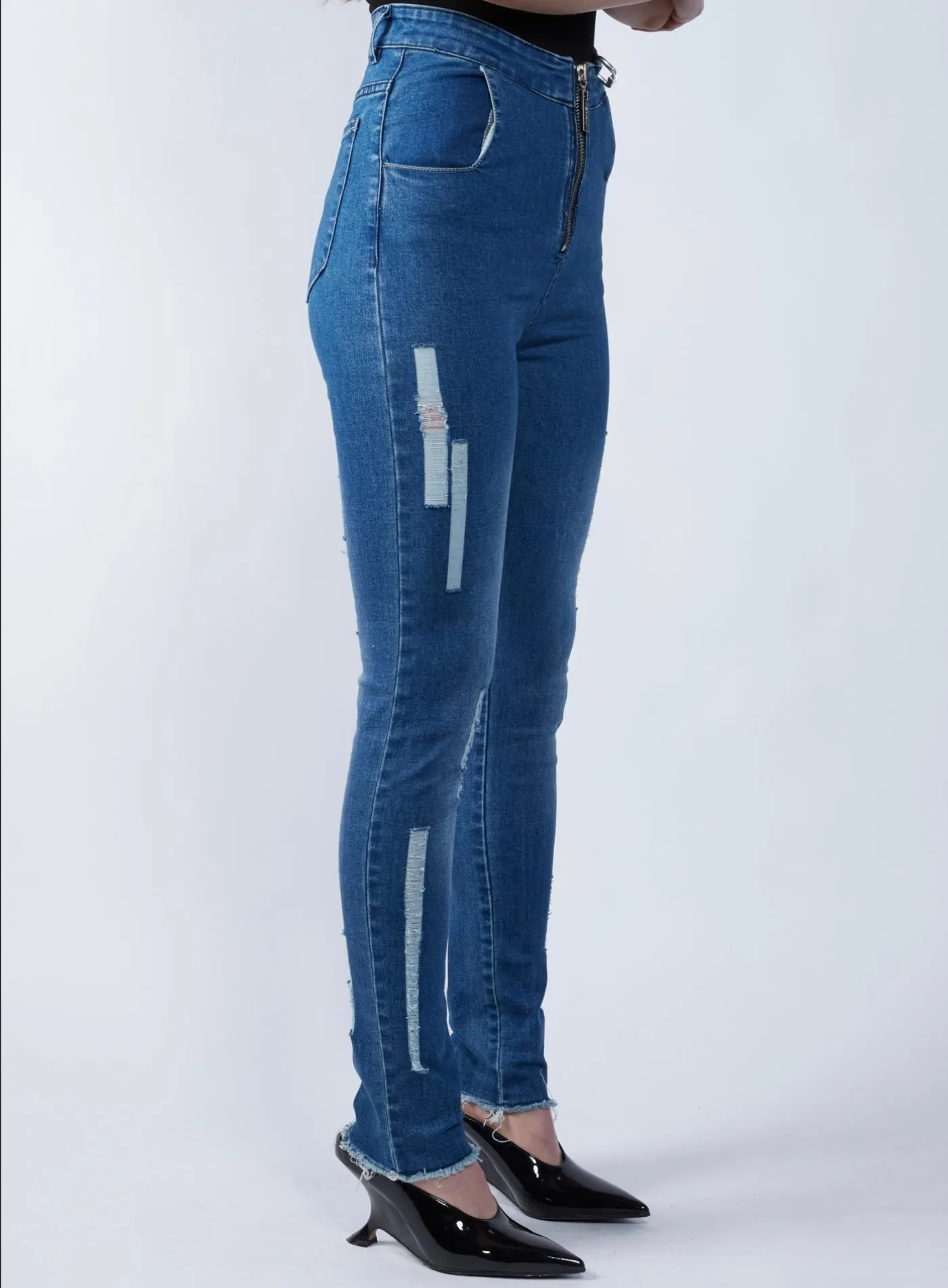 Geometric Distress Skinny Jean sold by Folklore Shop product image thumbnail 2