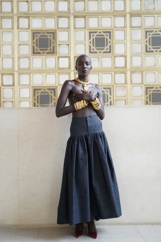 Denim Maxi 'Kandi' Skirt sold by Folklore Shop