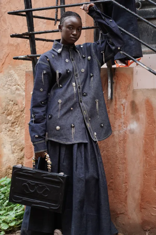 Denim Embellished Jacket sold by Folklore Shop
