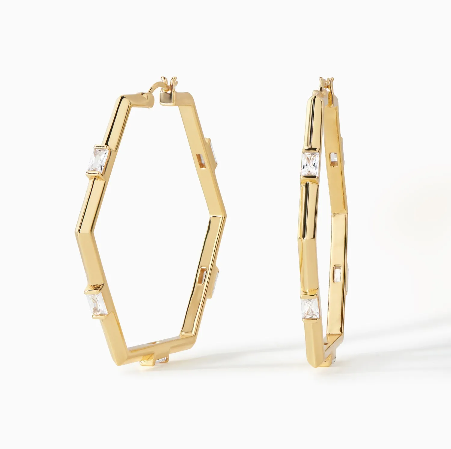 The Claire Hexagon Hoop Earrings - Large sold by Folklore Shop product image thumbnail 4