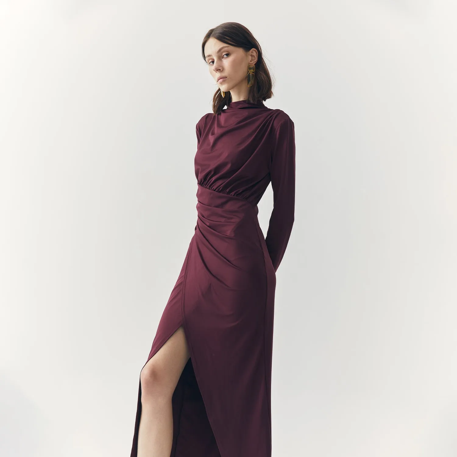 SELENE PLUM SLIT MAXI DRESS sold by Folklore Shop product image thumbnail 2