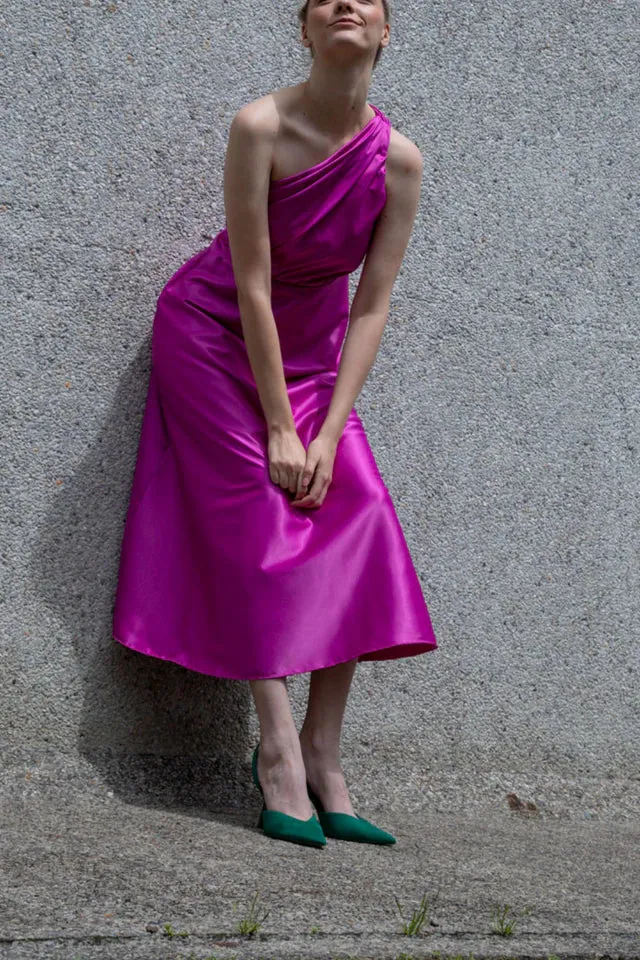 Roman Fuchsia Satin Dress sold by Folklore Shop product image thumbnail 2