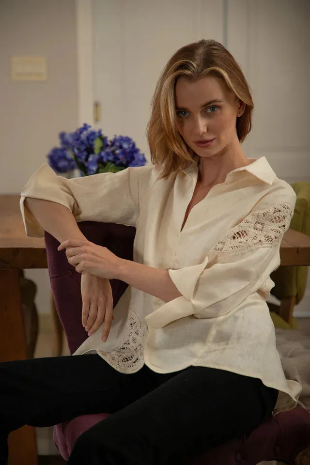 Duck Blouse with Italian Crochet Appliqué sold by Folklore Shop product image thumbnail 2