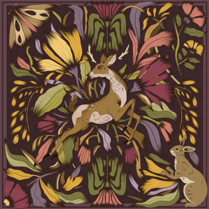 red wine gold deer scarf sold by Folklore Shop