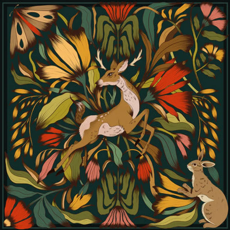 green gold deer scarf sold by Folklore Shop