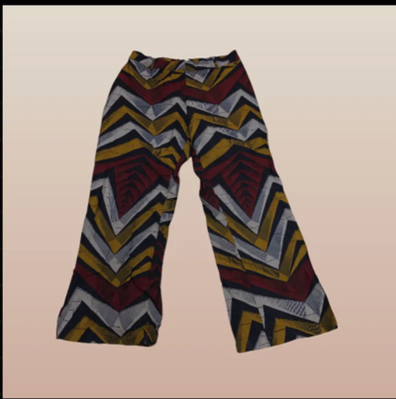 Dark Red and Gray V Line Wide Leg Pants sold by Folklore Shop