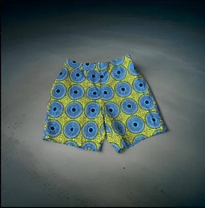 Yellow and Turquoise Waves Shorts sold by Folklore Shop
