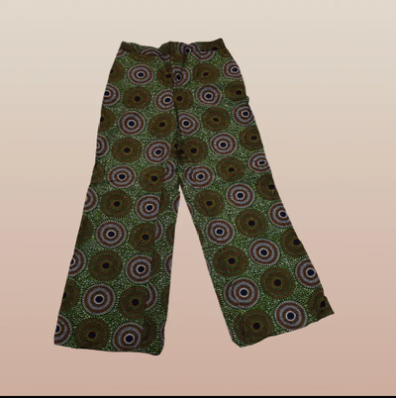 Dark Green Waves Wide Leg Pants sold by Folklore Shop
