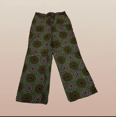 Dark Green Waves Wide Leg Pants sold by Folklore Shop