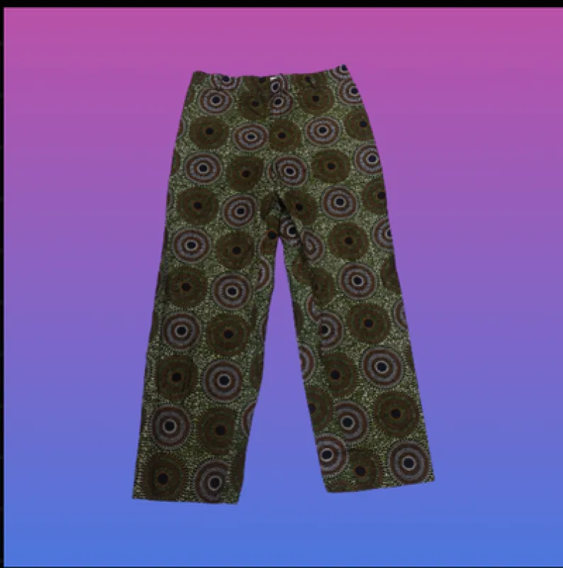 Dark Green Waves Straight Leg Pants sold by Folklore Shop