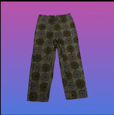 Dark Green Waves Straight Leg Pants sold by Folklore Shop