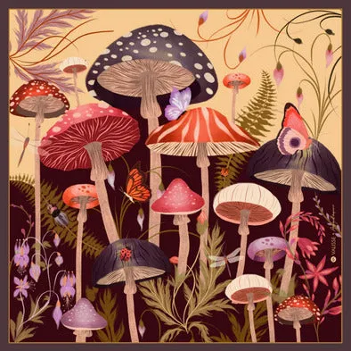 Red Wine Mushroom Forest Scarf sold by Folklore Shop