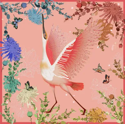 spoonbill heron handkerchief sold by Folklore Shop