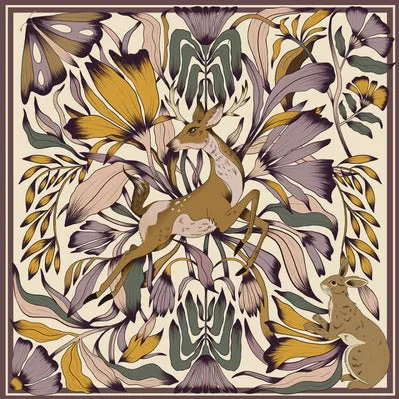 ivory gold deer handkerchief sold by Folklore Shop product image thumbnail 3