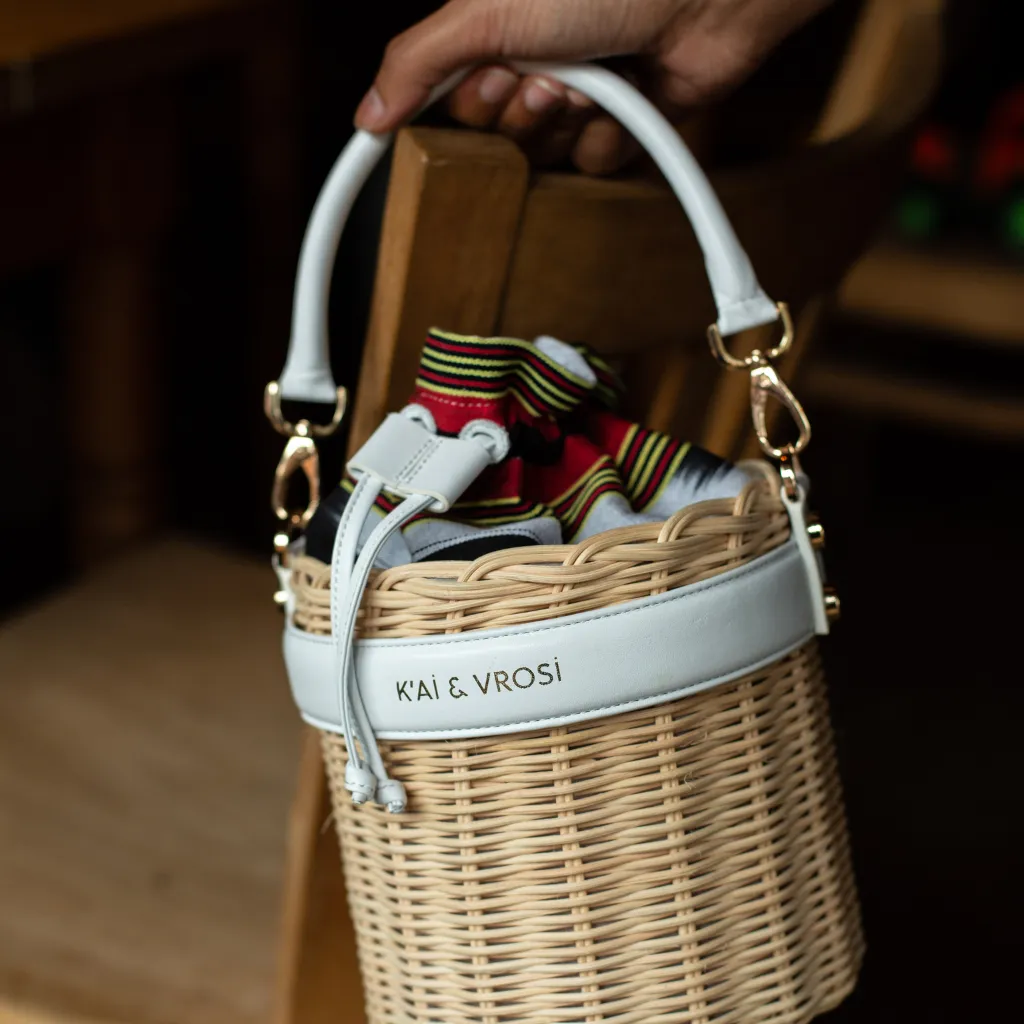 OKORDULE - White Wicker Round Bag sold by Folklore Shop product image thumbnail 2