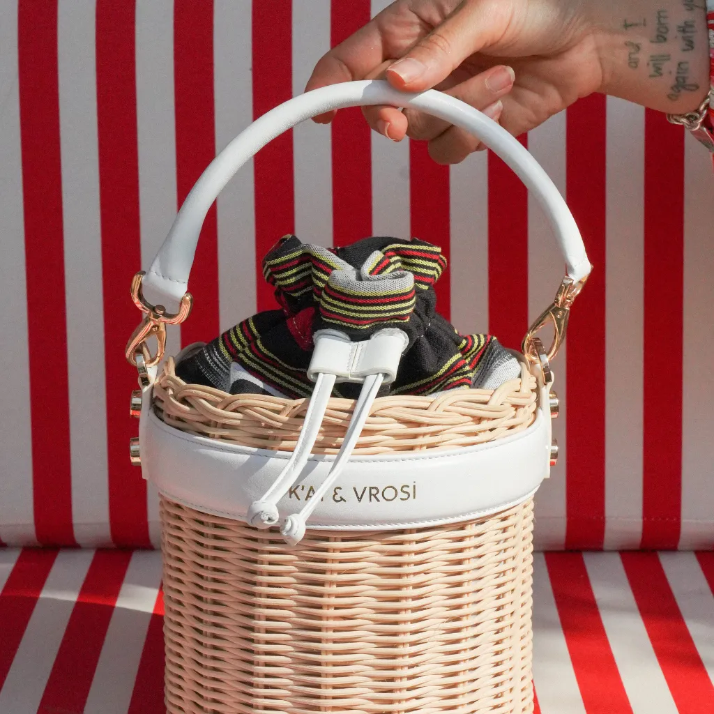 OKORDULE - White Wicker Round Bag sold by Folklore Shop product image thumbnail 3