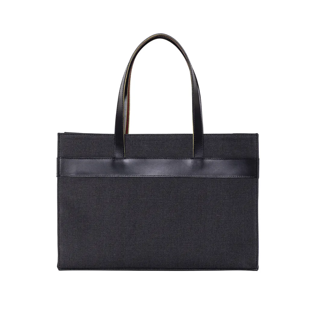 ZUA - Black Canvas Leather Tote Bag sold by Folklore Shop product image thumbnail 3