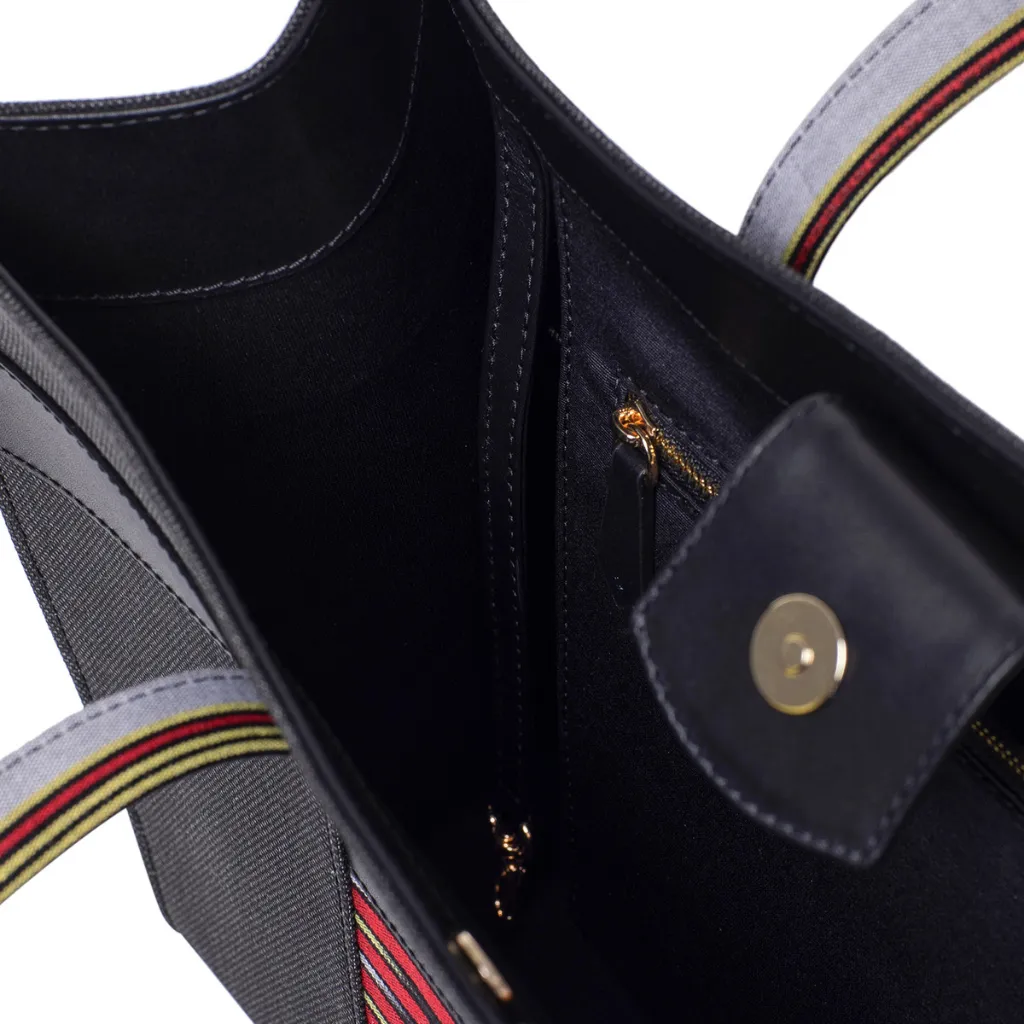 ZUA - Black Canvas Leather Tote Bag sold by Folklore Shop product image thumbnail 4