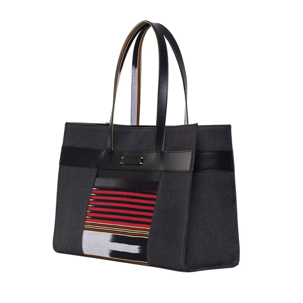 ZUA - Black Canvas Leather Tote Bag sold by Folklore Shop product image thumbnail 2