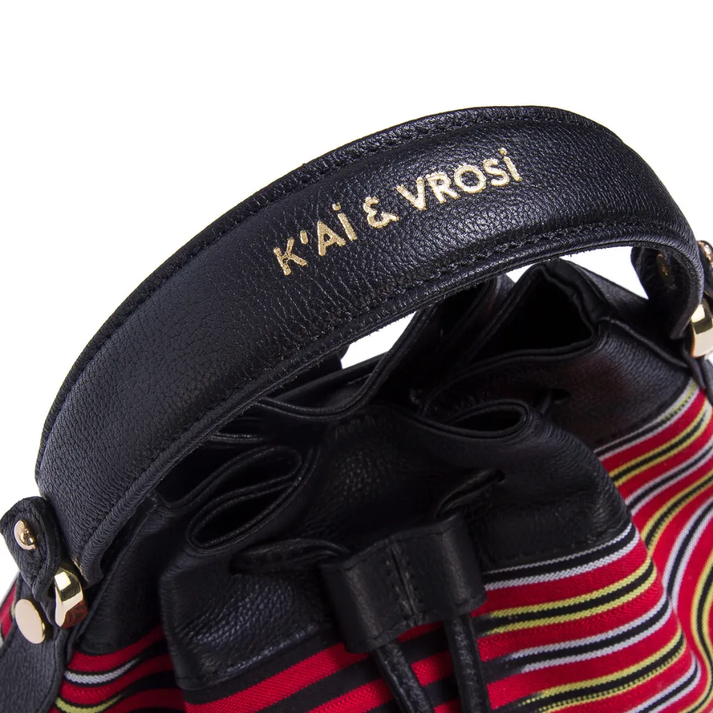 KUZ - Black Leather&Fabric Backpack sold by Folklore Shop product image thumbnail 3