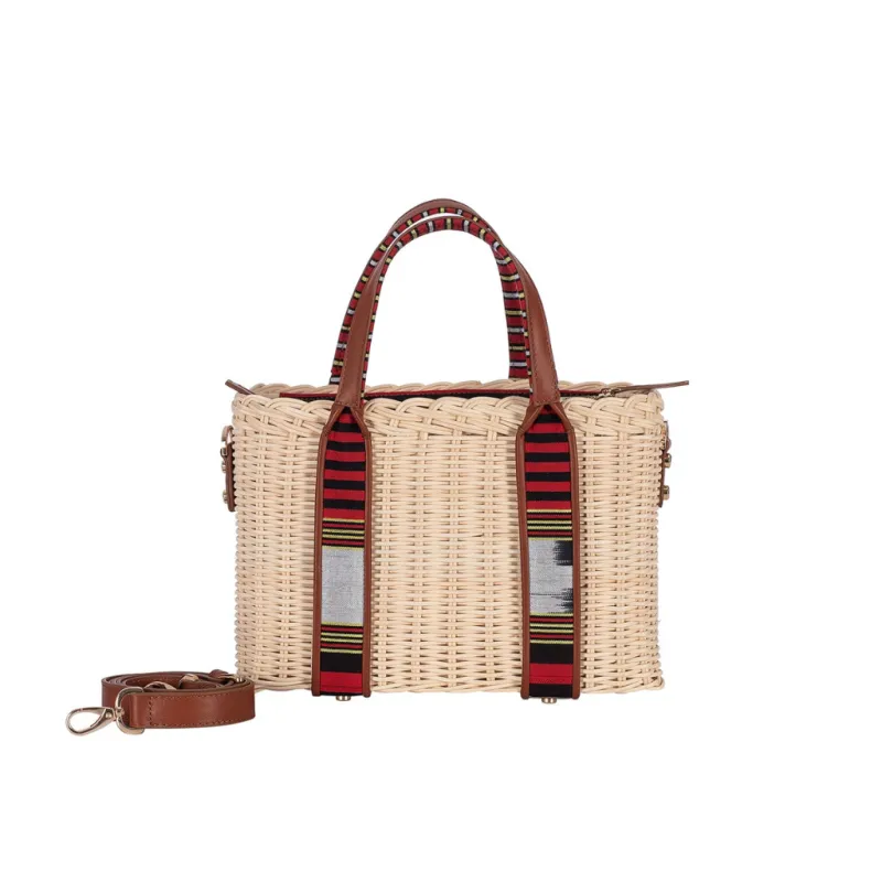 PURKİ - Tobacco Leather Wicker Bag sold by Folklore Shop