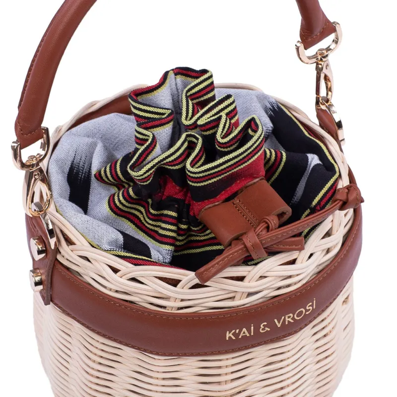 OKORDULE - Tobacco Wicker Round Bag sold by Folklore Shop