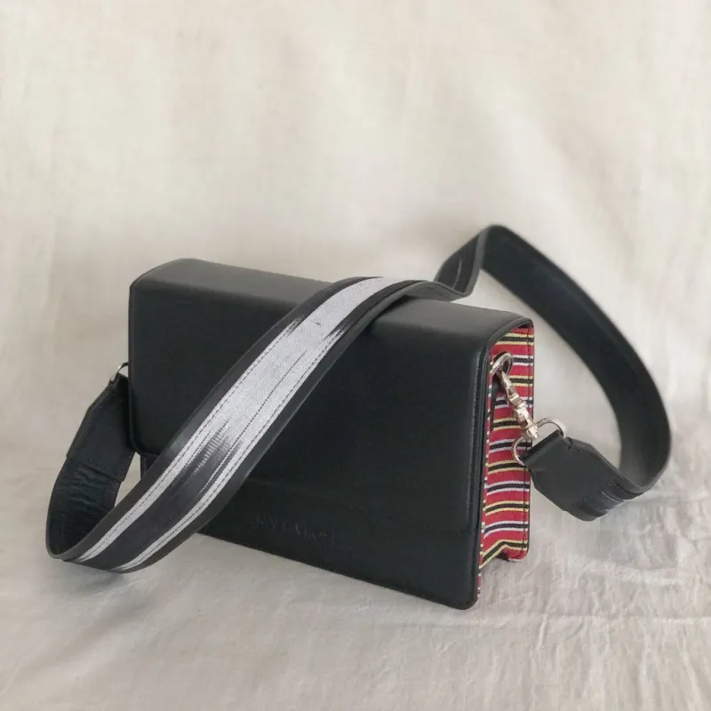 LOYA - Black Leather Hard Cover Box Bag | Structured Cross Body sold by Folklore Shop