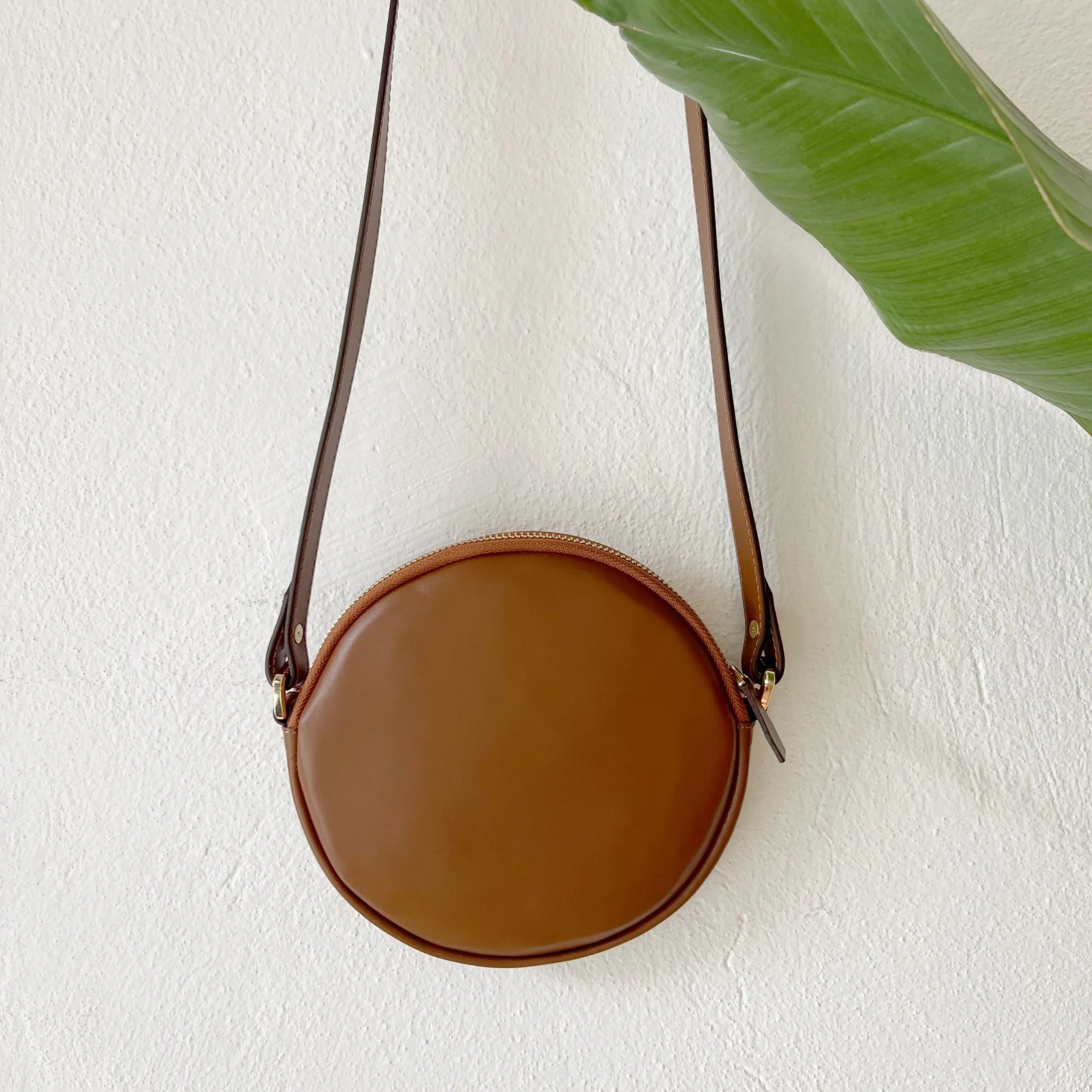 CONA MAXI - Round Tobacco Leather Crossbody Bag sold by Folklore Shop product image thumbnail 5