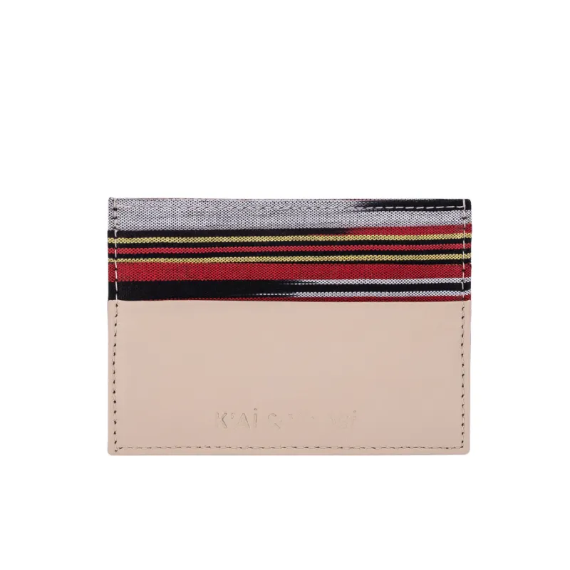 MONI - Leather&Canvas Beige Cardholder made by Folklore Shop