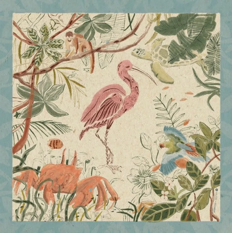 flamingo scarf in leaves sold by Folklore Shop
