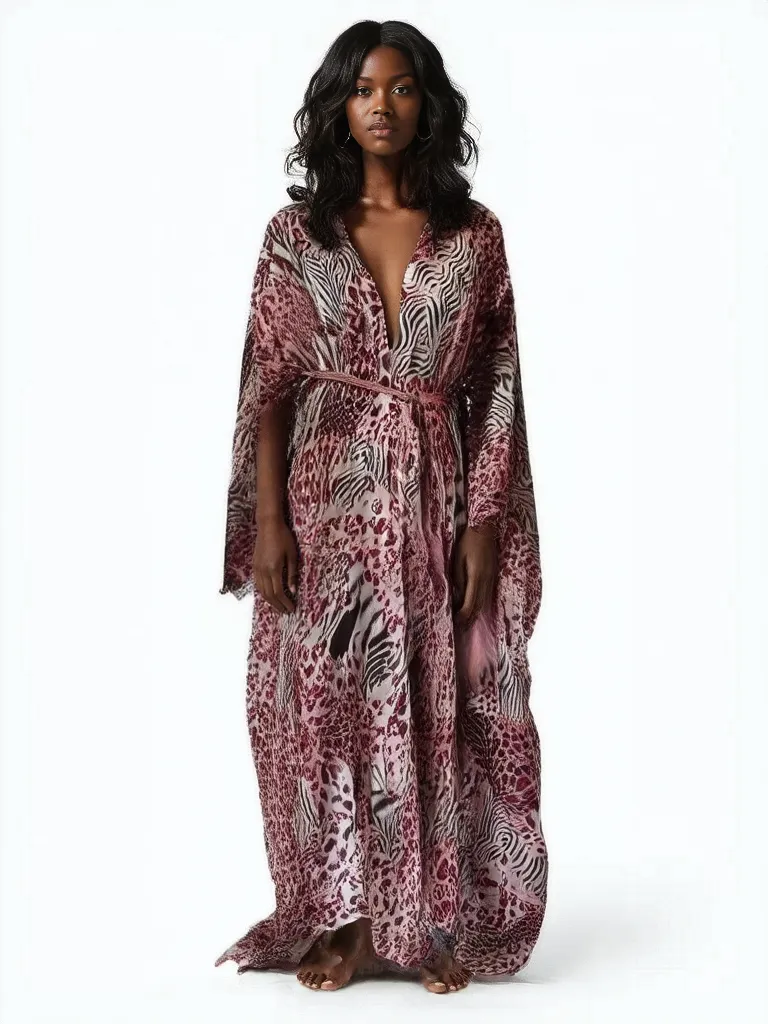 Silk Pink Safari Kimono sold by Folklore Shop