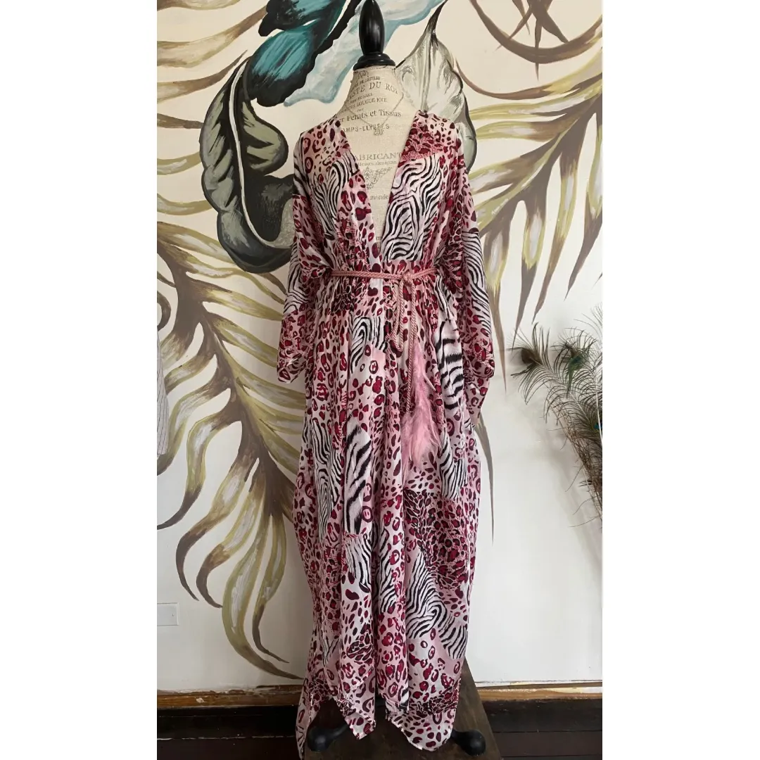 Silk Pink Safari Kimono sold by Folklore Shop product image thumbnail 2