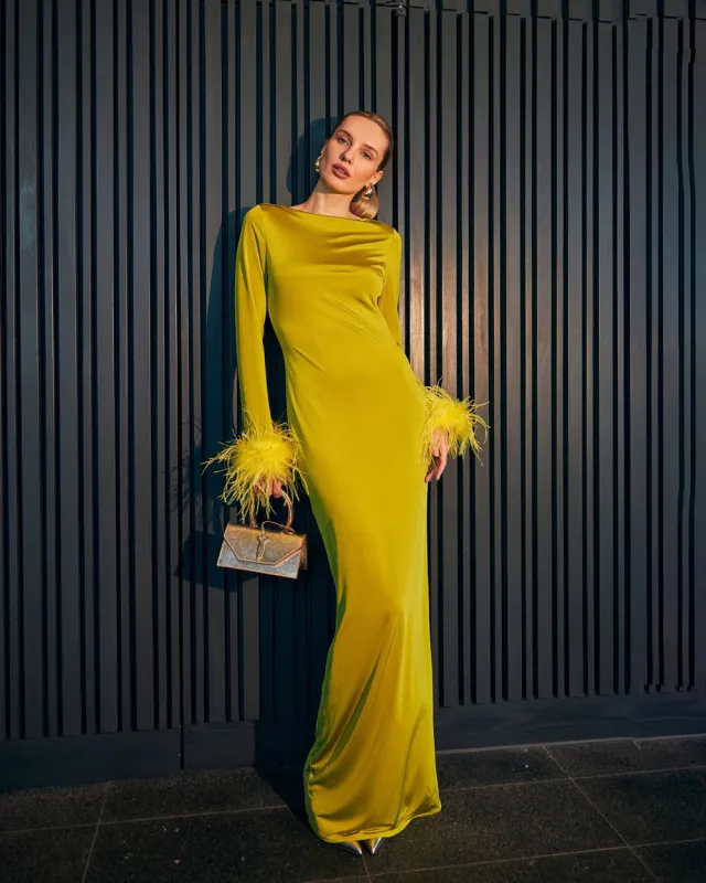 Scarlett Backless Dress With Feather Trim sold by Folklore Shop