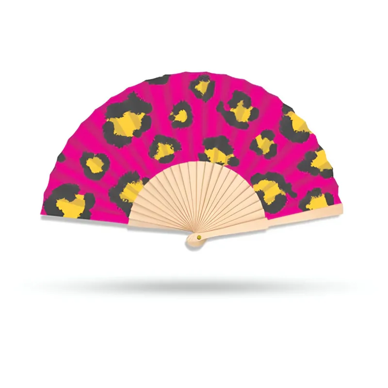 Cheetah Print Hand Fan - Pink made by Folklore Shop