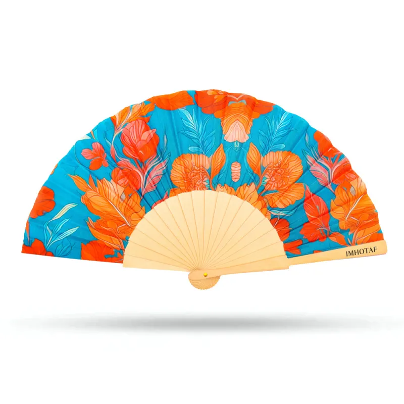 Azure Garden Hand Fan sold by Folklore Shop