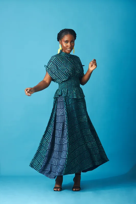 Jelly Indigo Asymmetric skirt sold by Folklore Shop
